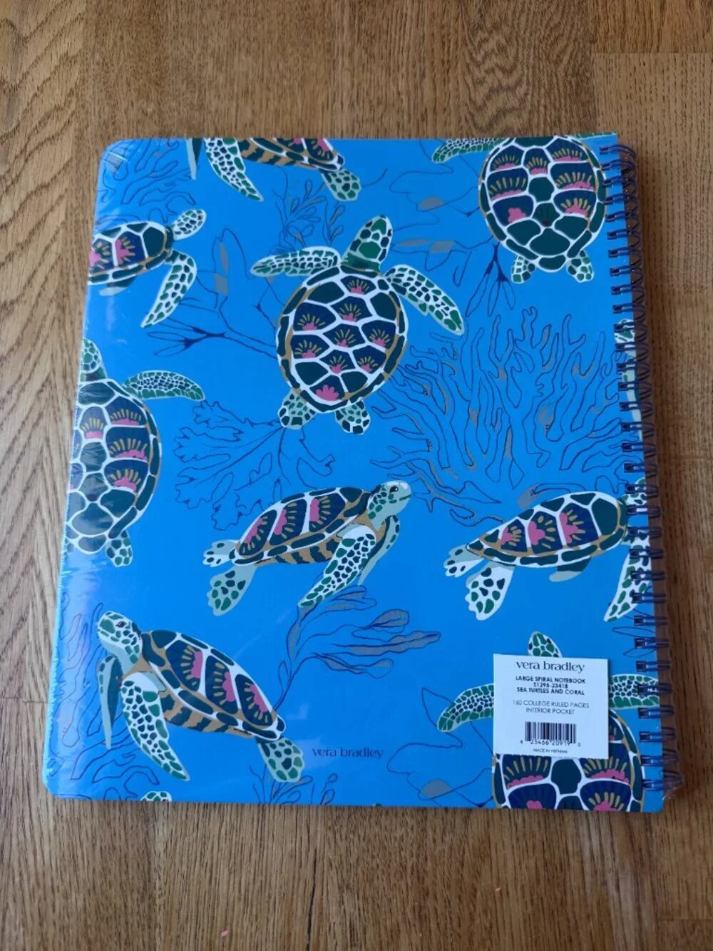 Vera Bradley Large Spiral Notebook Sea Turtles and Coral NWT